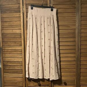 Free People Blush Maxi Skirt with Floral Accents